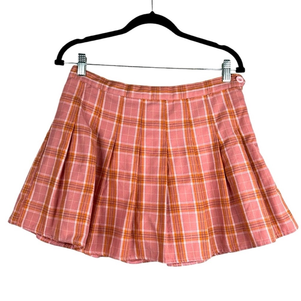Academia Collegiate Pink Plaid Pleated 90's Y2K Mini Skirt Size Large